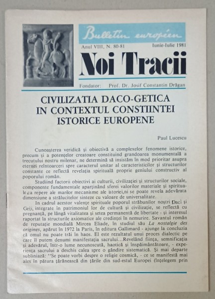 NOI TRACII , REVISTA FONDATA DE JOSIF CONSTANTIN DRAGAN , NR.80-81 , 1981
