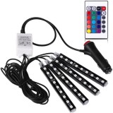 Kit Iluminare ambientala LED interior masina, multicolor RGB cu telecomanda, Rohs