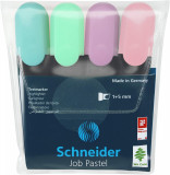 Textmarker Schneider Job Pastel, Varf Lat, 4 Culori/set -(turcoaz, Menta, Lavanda, Roze)