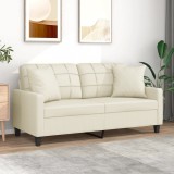 vidaXL Canapea cu 2 locuri cu pernuțe, crem, 140 cm, piele ecologică