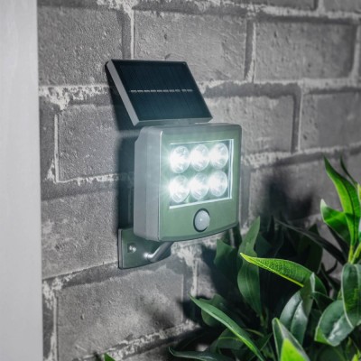 Spot Solar LED, Cu Senzor, Montaj Pe Perete, Argintiu foto