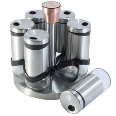 Set 6 recipiente pentru condimente, 120 ml, suport rotativ din otel inoxidabil, Berlinger Haus, BH 1992