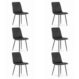 Set 6 scaune bucatarie/living, Artool, Lava, catifea, metal, negru, 43x51x90 cm