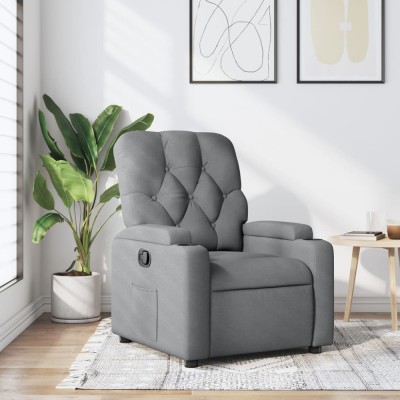 Gossi fotoliu rabatabil, gri deschis, material textil foto