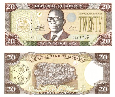 Liberia 20 Dolari 2009 P-28e UNC foto