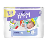 Scutece Happy Big Pack Newborn pentru copii de 3-6Kg, 78 bucati EVO