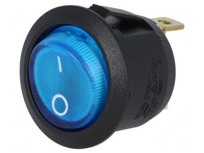 Rocker SPST 2 ON-OFF 10A/250VAC Albastru cu Neon foto