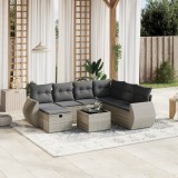 Cumpara ieftin Gossi set mobilier de gradina cu perne, 8 piese gri deschis poliratan