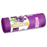 Saci menajeri Luxia 60l cu urechi de prindere 14 buc/rola HD-LD mov lavanda