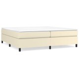Cumpara ieftin Pat continental cu saltea, crem, 200x200 cm, piele ecologica