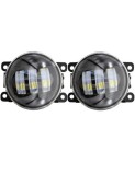 Set 2 proiectoare ceata LED Dacia, Renault, Nissan cu lumina alba, diamentru 3&quot; / 90mm, 30W, 12/24V, mufa H11, H8