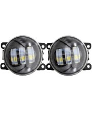 Set 2 proiectoare ceata LED Dacia, Renault, Nissan cu lumina alba, diamentru 3&quot; / 90mm, 30W, 12/24V, mufa H11, H8