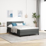 vidaXL Pat cu arcuri de boxă și saltea cu LED Gri &Icirc;ntunecat 160x200 cm Material textil