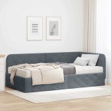 Cumpara ieftin Cadru de pat coltar Gri inchis 90 x 200 cm Catifea