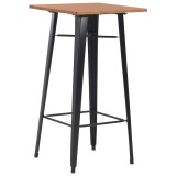 Cumpara ieftin Masa de bar, negru, 60x60x108 cm, otel si lemn masiv de pin