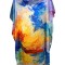 Rochie tip poncho dama N, portocaliu/bleu, one size
