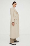 Cumpara ieftin By Malene Birger palton de lana culoarea bej, de tranzitie, cu doua randuri de nasturi