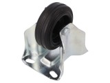 Rola transport rigida ELESA+GANTER 80mm, sarcina 50kg, cu placa montare, otel, guma