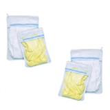 Set 4 Saculete pentru rufe delicate, protectie, 25x35cm 2 buc si 30x40cm 2 buc, alb, Oem