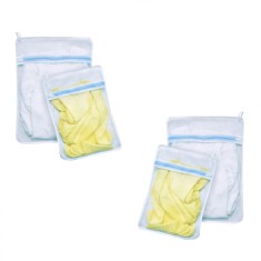 Set 4 Saculete pentru rufe delicate, protectie, 25x35cm 2 buc si 30x40cm 2 buc, alb