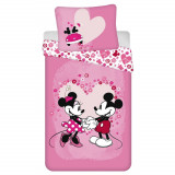 Cumpara ieftin Lenjerie de pat Disney Minnie Love, 2 Piese, 140A 200 cm, 70A 90 cm, 100% Bumbac