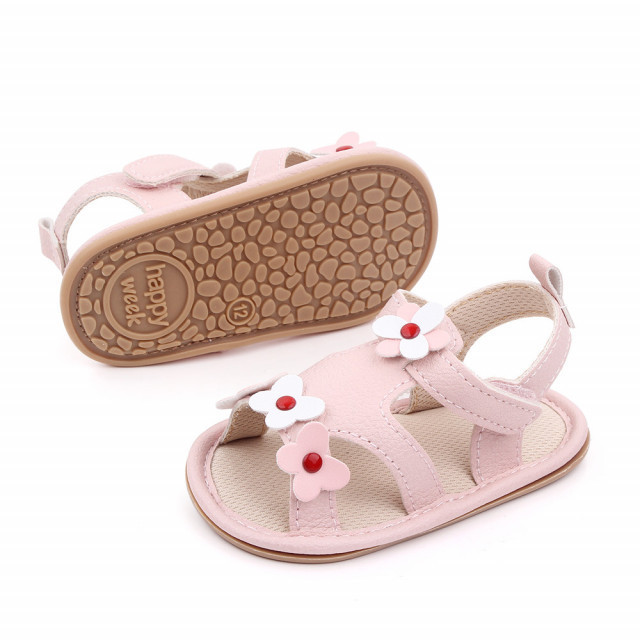 Sandalute roz pentru fetite - Little flower (Marime Disponibila: 3-6 luni