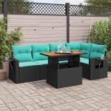 vidaXL Set mobilier de grădină cu perne, 6 piese, negru, poliratan 3327151