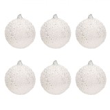 Globuri de Crăciun, Set 6 Bucăți, Plastic, Culoare Albă, Diametru 8cm, Oem