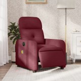 vidaXL Fotoliu electric de masaj rabatabil, roșu vin, textil