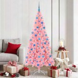 vidaXL Brad de Crăciun cu 300 LED cu suport Roz 180 cm PVC 3396436