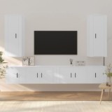 Cumpara ieftin Set dulap TV, 6 piese, alb, lemn prelucrat