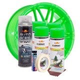 Kit complet reparatie si vopsire jante culoare Verde Fluorescent, V4, AVEX