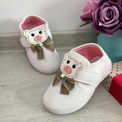 Adidasi albi cu ursulet espadrile f moi pt fetite / bebelusi 22 23 cod 0747 foto