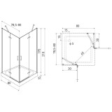 Flow Chrome 80 cabină de duș unghiulară cu tavă de duș