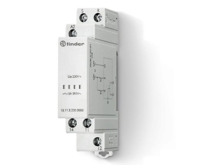 Releu de apel cu comanda de resetare 230V 12A Finder 131182300000