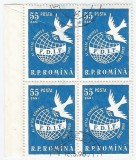 Romania, LP 455/1958, Al IV-lea Congres FDIF, Viena, bloc 4, oblit., Stampilat
