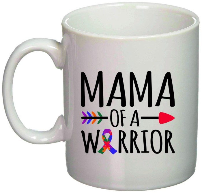 Cana alba personalizata &quot;Mama of a warrior&quot;, INOVATIX&reg;. 330ml
