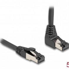 Cablu de retea RJ45 Cat.8.1 S/FTP drept/unghi 90 grade sus 5m Negru, Delock 80397
