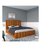 Pat Tapitat Mexic Caramiziu + Saltea 20cm Grosime 140x200cm