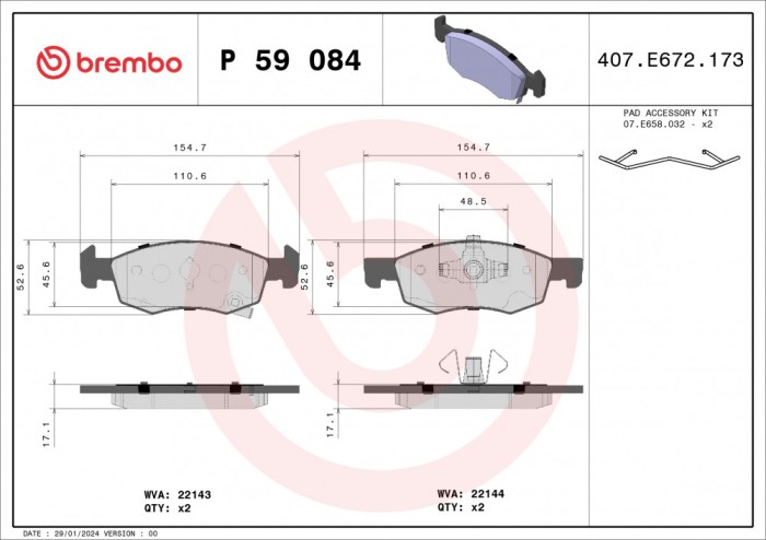 BREMBO P 59 084 PRIME LINE set placute frana,frana disc