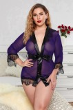 A683-11 Lenjerie sexy cu insertie dantela si satin - plus size