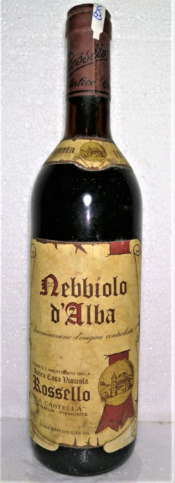 C 53 -vin rosu NEBBIOLO D&#039;ALBA DOC CANTINE ROSSELLO cl 72 gr 12,5 recoltare 1976