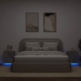 VidaXL Noptiere cu lumini LED, 2 buc., gri beton, lemn prelucrat