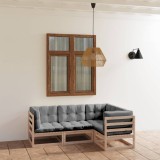 Gossi set mobilier de gradina cu perne, 4 piese, lemn masiv de pin
