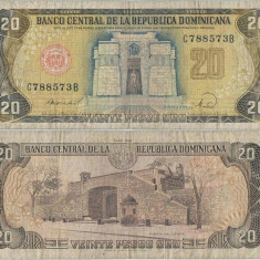 1988 , 20 pesos oro ( P-120c.3 ) - Republica Dominicană