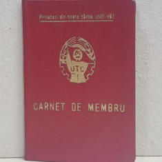 CARNET DE MEMBRU - U.T.C. - UNIUNEA TINERETULUI COMUNIST DIN ROMANIA , ORGANIZATIA BUCURESTI , ELIBERAT 29 APRILIE 1966