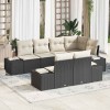 VidaXL Set de canapele pentru grădină 7 pcs negru și crem Rattan poli 3347097