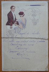 Meniu semnat de 18 ofiteri superiori, inclusiv un general, 1901, Hotel Dacia, Satu Mare