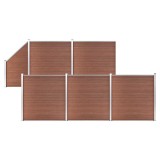 Cumpara ieftin Set panouri gard, 5 patrate + 1 oblic, maro, 965 x 186 cm, WPC