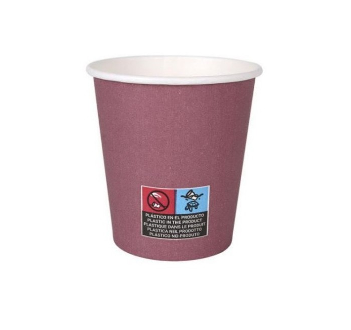 Set 24 pahare din carton natural, 200 ml, bordo
